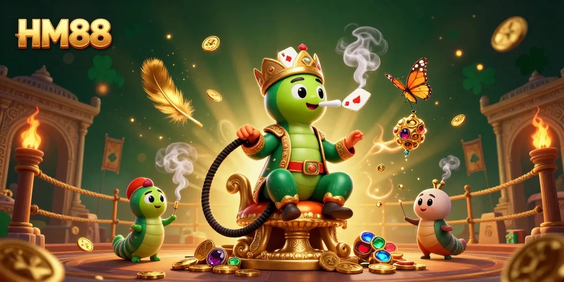 Experience thrilling gameplay at HM88 with epic characters in a vibrant 3D illustration.