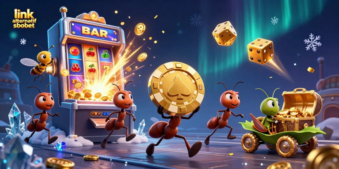 Bet on exciting action with link alternatif sbobet as cartoon ants carry a giant poker chip.