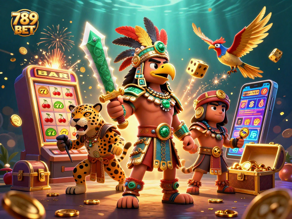 Engage with thrilling gameplay at 789 BET featuring Aztec warriors and exciting casino elements.