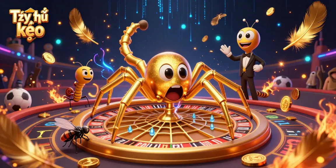 Experience the gaming thrill with Tỷ lệ kèo as a fly bets nervously at a roulette wheel web.