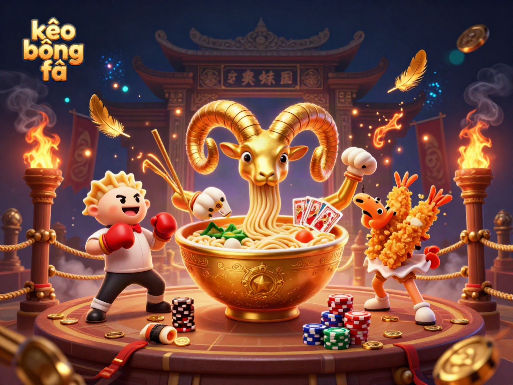 Engage with thrilling kèo bóng đá, featuring a vibrant 3D scene of characters celebrating in a dynamic betting environment.