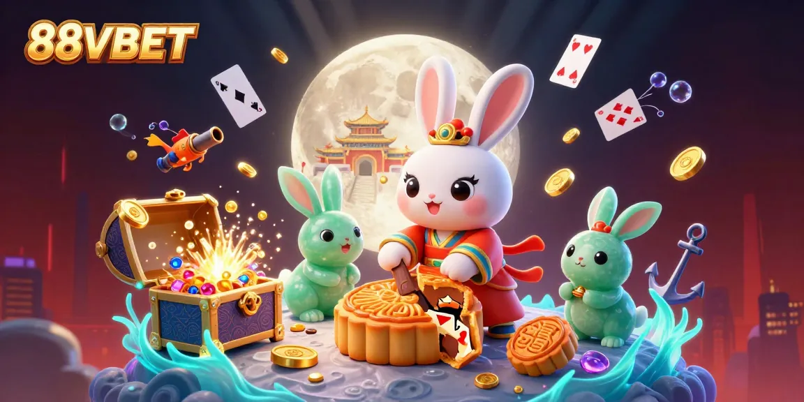 Experience 88VBET's exciting gaming world with a vibrant lunar-themed casino illustration.