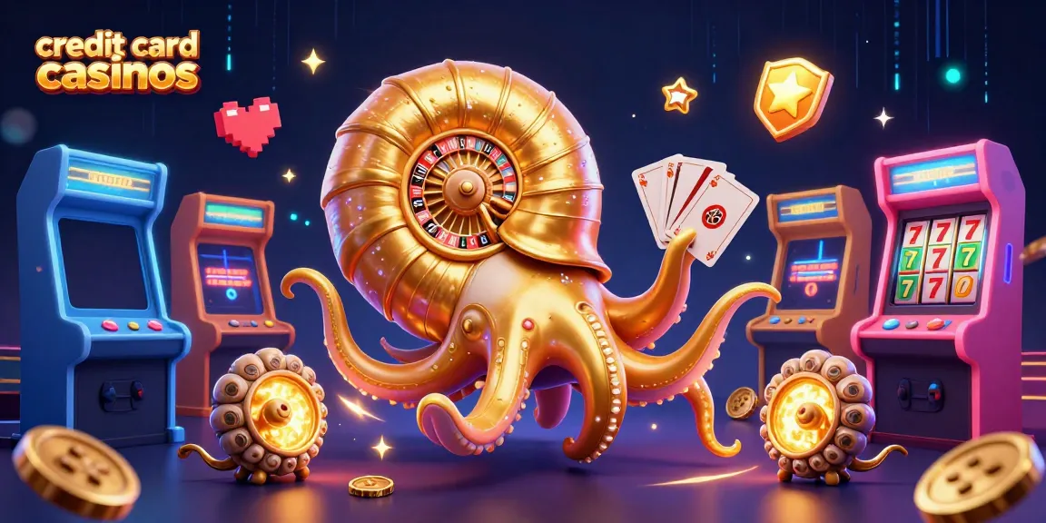 Experience the allure of credit card casinos with our vibrant 3D illustration featuring a giant nautilus and more.