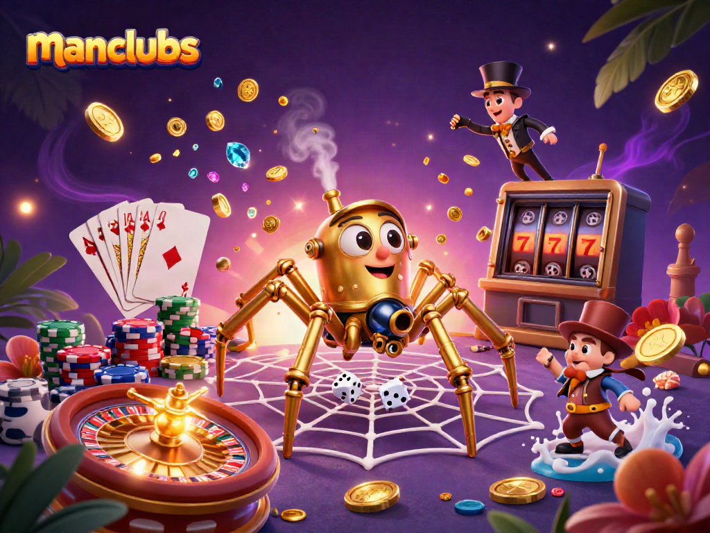 Spin and win with manclubs at a vibrant steampunk casino scene full of excitement and rich rewards.