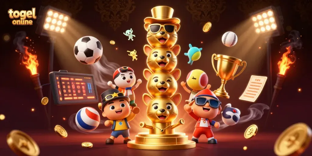 Engage in togel online excitement with vibrant 3D illustration showcasing dynamic casino elements.