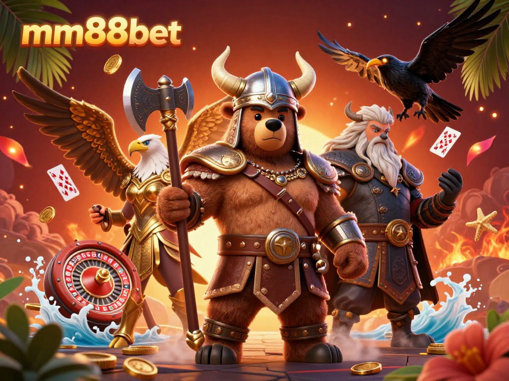 Engage with mm88bet in an immersive 3D casino world filled with vibrant gaming elements.