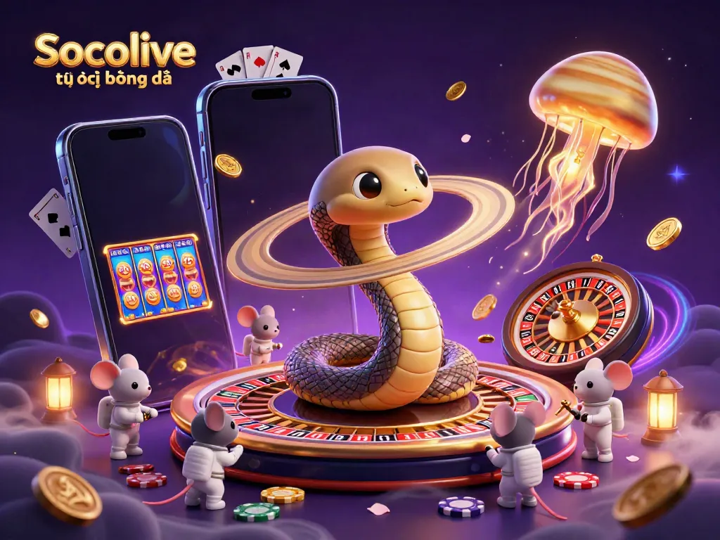 Experience Socolive trực tiếp bóng đá with vibrant characters and engaging casino elements in a detailed 3D illustration.