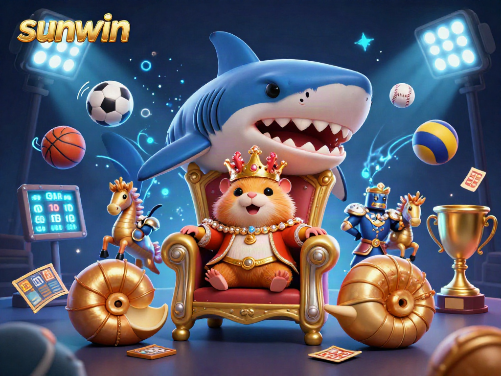 Experience the thrilling sunwin gaming with vibrant sports elements and a unique royal hamster king.
