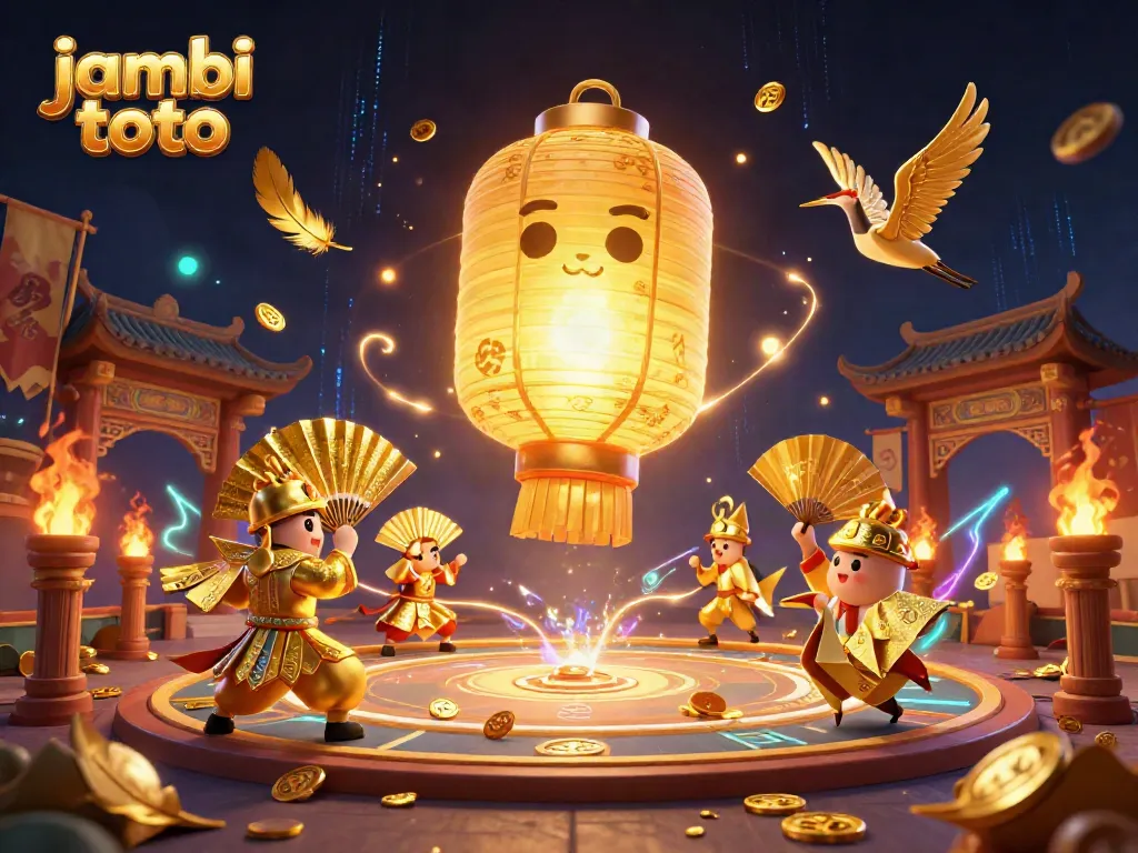 Experience the thrill of jambi toto with a vibrant 3D scene showcasing an exciting casino atmosphere and lucky symbols.