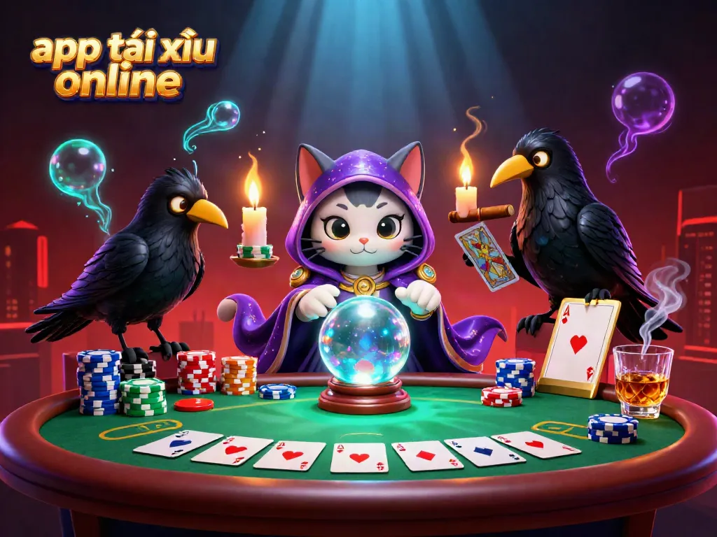 Engage with the thrilling app tài xỉu online gameplay in this vibrant, mystical casino scene.