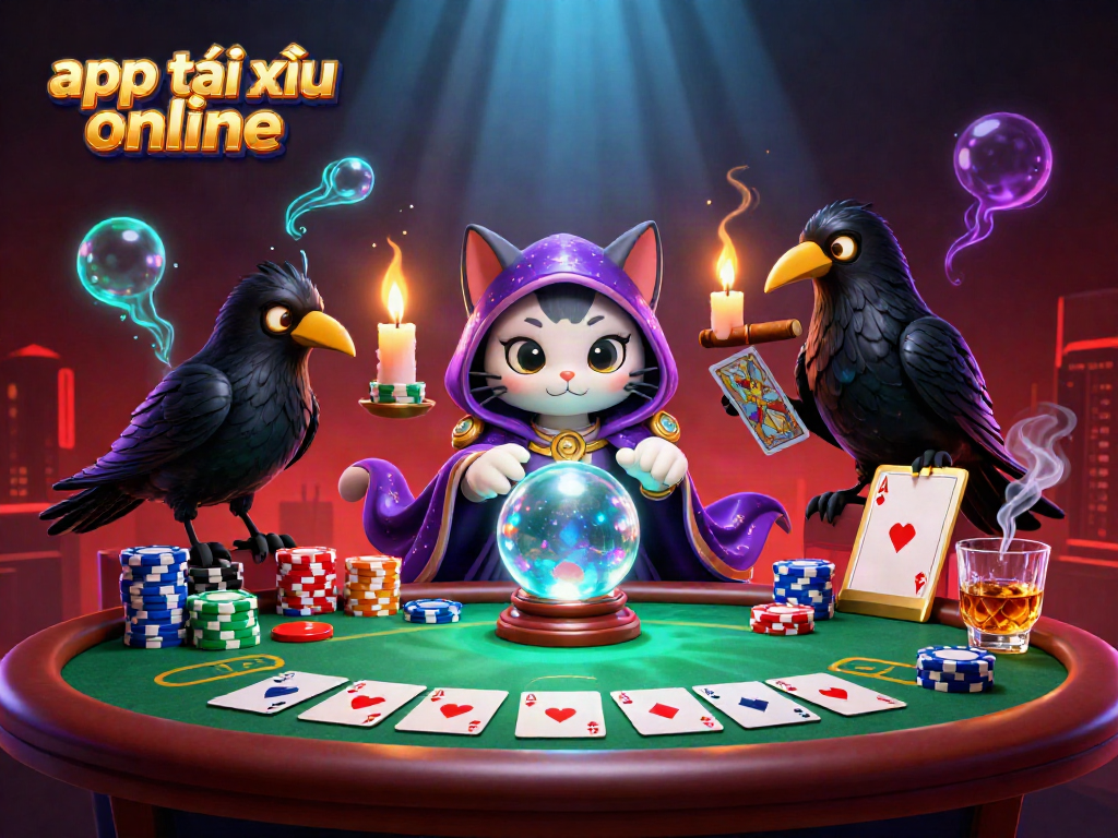 Engage with the thrilling app tài xỉu online gameplay in this vibrant, mystical casino scene.