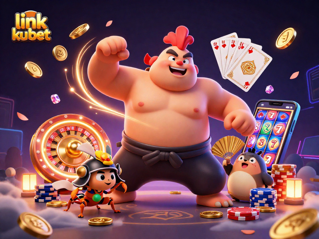 Experience exhilarating wins at link kubet while enjoying a vibrant casino atmosphere in this dynamic illustration.