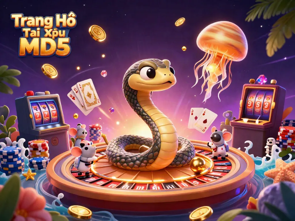 Experience the thrilling gameplay at Trang Chủ Tài Xỉu MD5 with vibrant casino characters and elements.