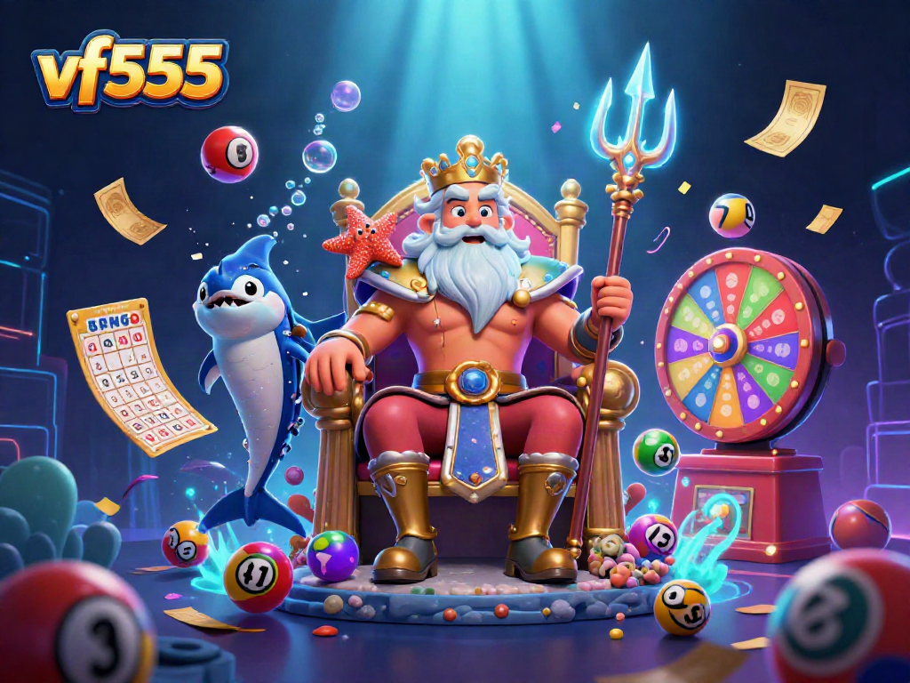 Engage with vf555's vibrant lottery scene featuring Neptune and exciting game elements.