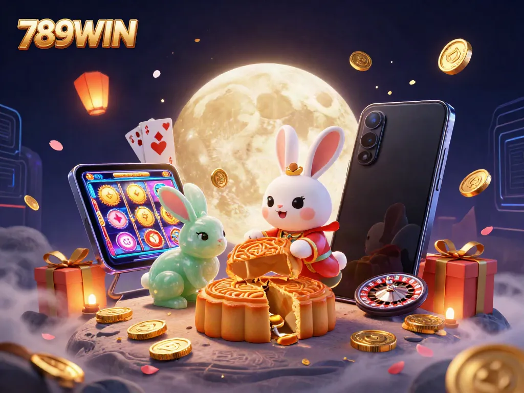 Experience gaming excitement with 789WIN's vibrant and dynamic casino scene featuring animated characters.