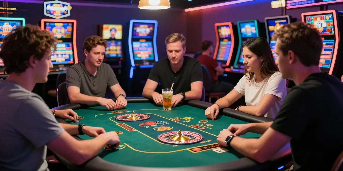 Players engaging at vibrant casino sites not on gamstop with neon lights and games.