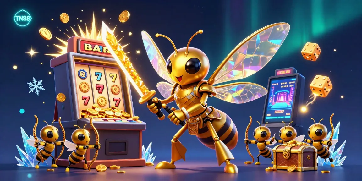 Experience vibrant TN88 action with golden hornets and slot machines bursting with jackpots.