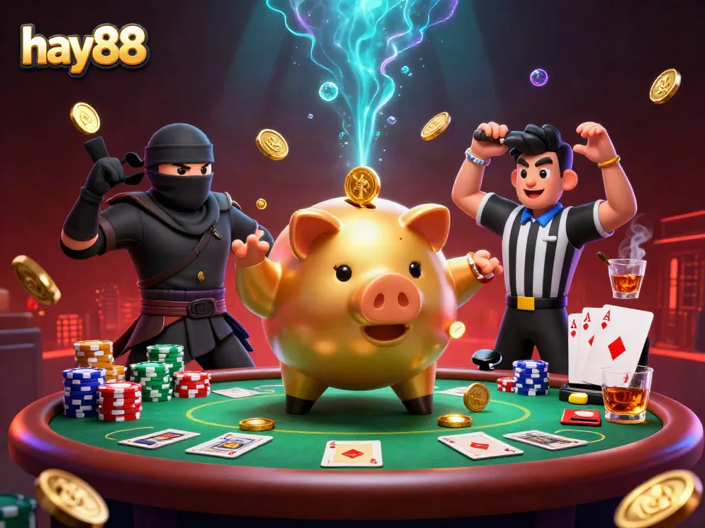 Join the excitement at hay88 with a vibrant 3D casino illustration showcasing thrilling gameplay and dynamic characters.