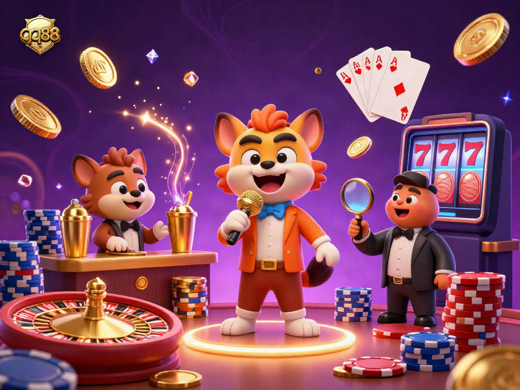 Experience the thrill at qq88 casino as hyenas bring laughter and excitement in a vibrant gaming scene.