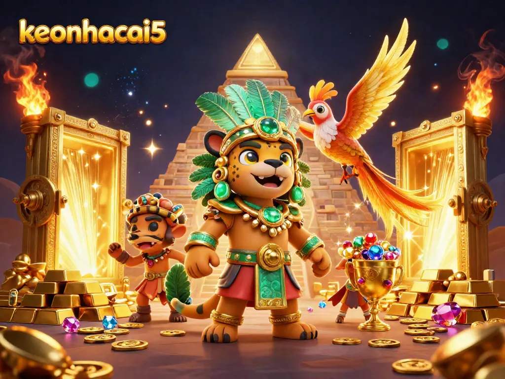 Engage with keonhacai5 in an immersive 3D cartoon scene filled with dynamic casino elements.