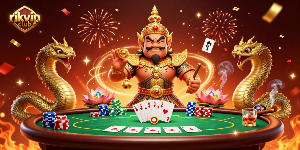 Engage in high-stakes poker action with rikvipclub's dynamic gaming scene brimming with excitement and energy.