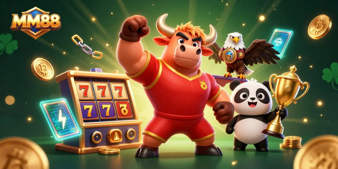 MM88 offers thrilling slots experience with cartoon characters and vibrant elements in the casino.