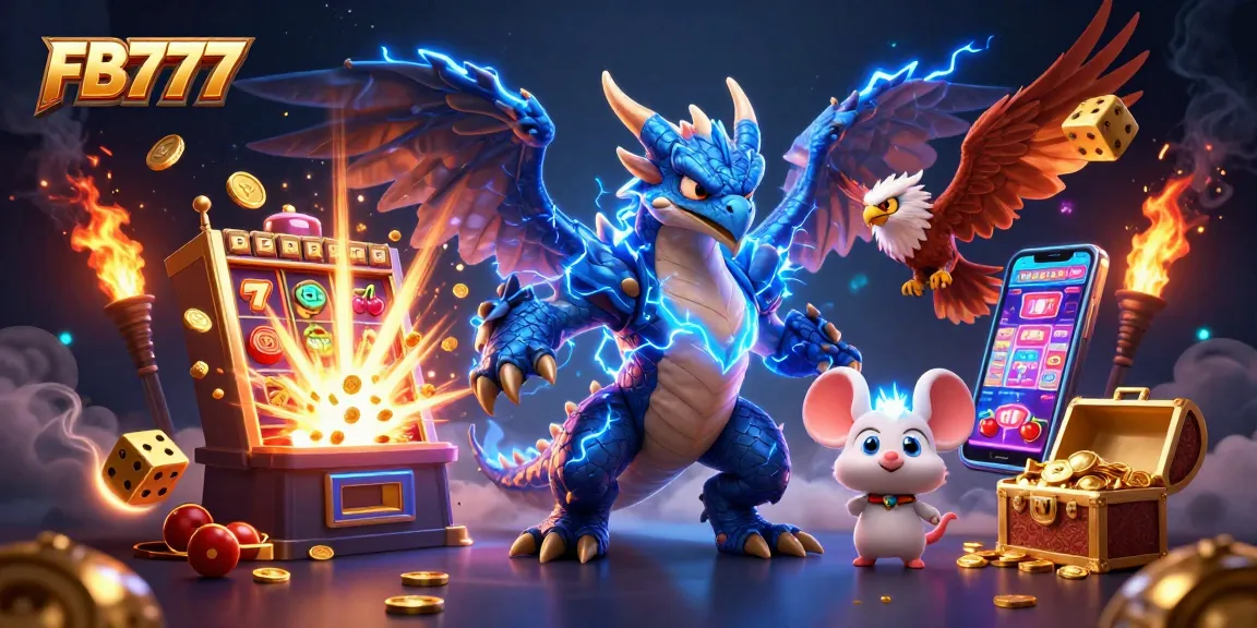 Win big at FB777 with vibrant slots and exciting gameplay in an animated casino scene.