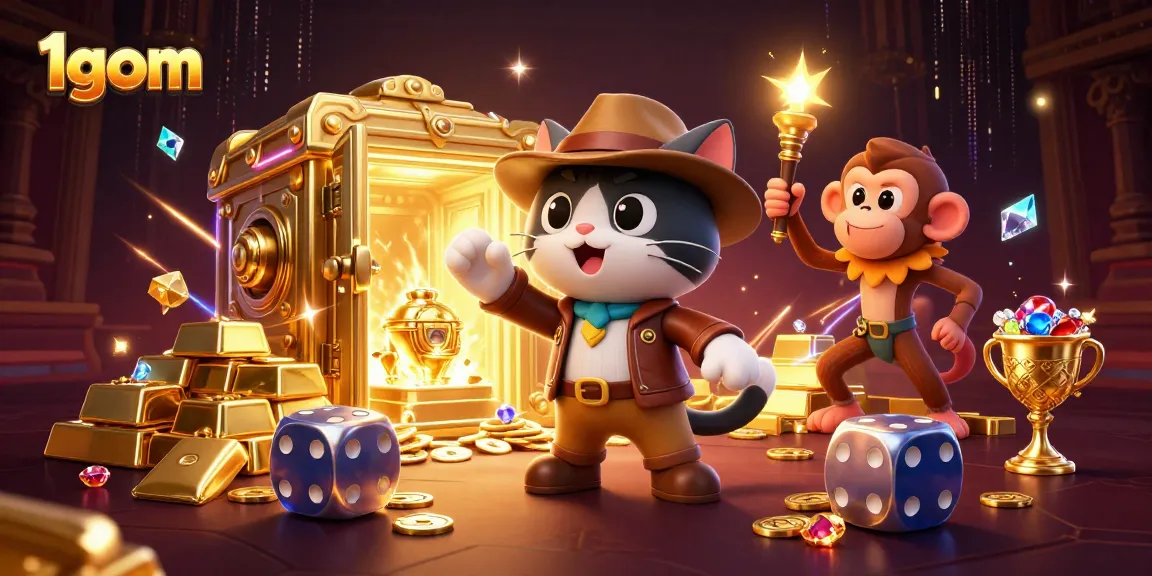 Experience excitement with 1gom as an explorer cat uncovers casino treasures in an ancient temple.