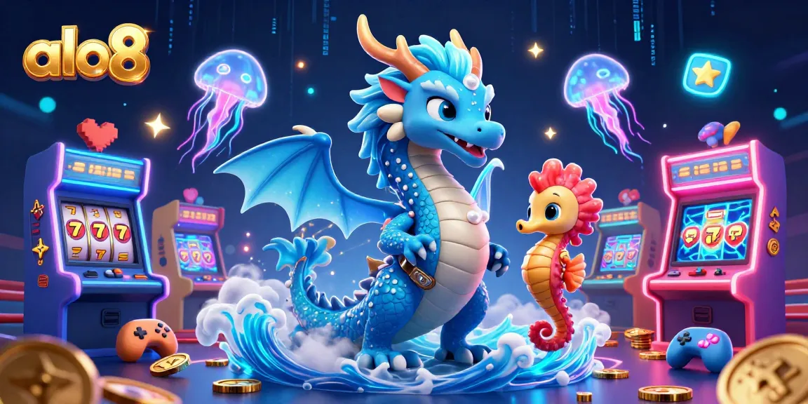 Experience the magic of alo8 with this vibrant casino-themed 3D illustration featuring animated characters and exciting game elements.
