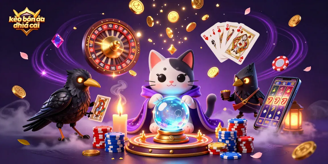 Engage with kèo bóng đá nhà cái in a vibrant scene featuring mystical characters and casino elements.