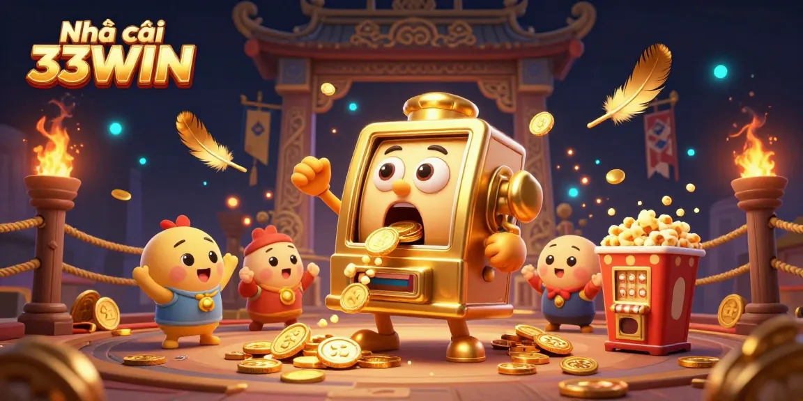 Experience exciting wins at Nhà cái 33WIN with vibrant slot machines and energetic gambling elements.