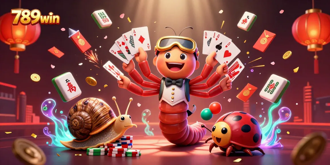 Play thrilling games at 789win with a vibrant casino scene featuring a millipede dealer and exciting game elements.