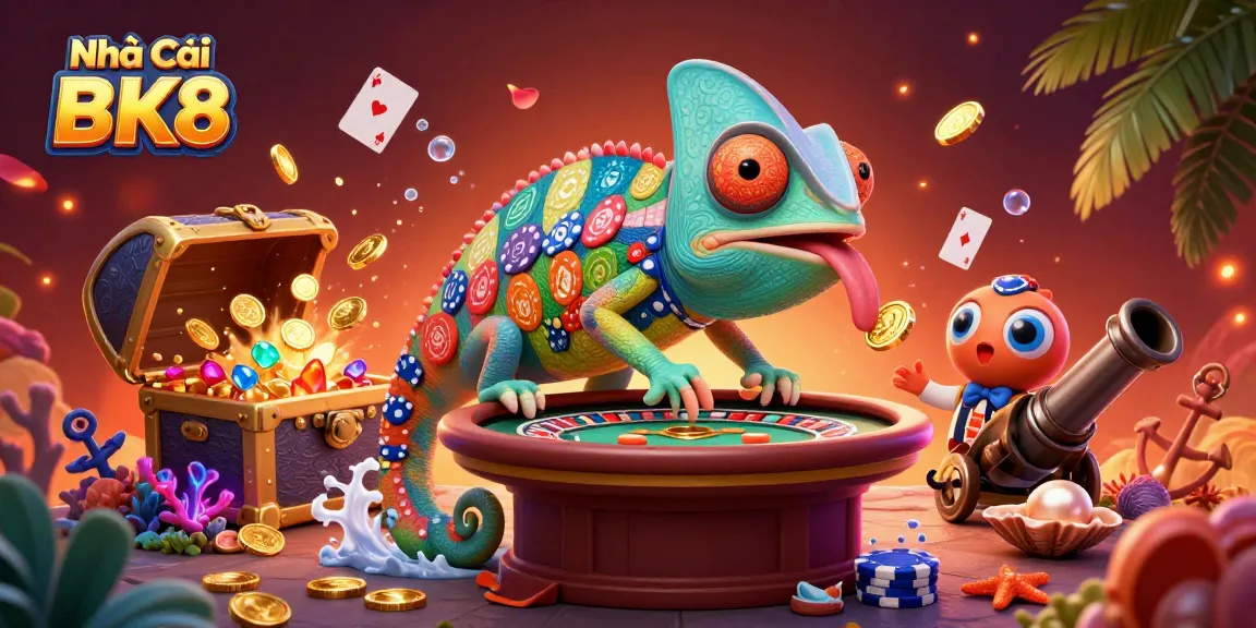 Engage in thrilling gameplay at Nhà Cái BK8 with vibrant visuals of casino excitement and dynamic gaming elements.