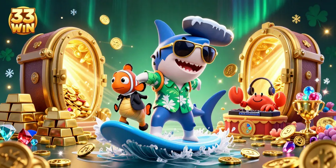 Experience winning moments at 33 WIN with a vibrant 3D casino theme illustration.