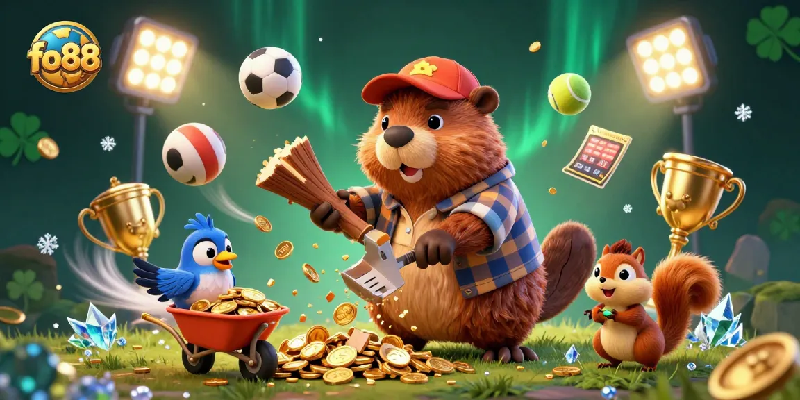 fo88 engages players with an exciting scene featuring golden coins raining from a tree, embodying the thrill of online gambling.