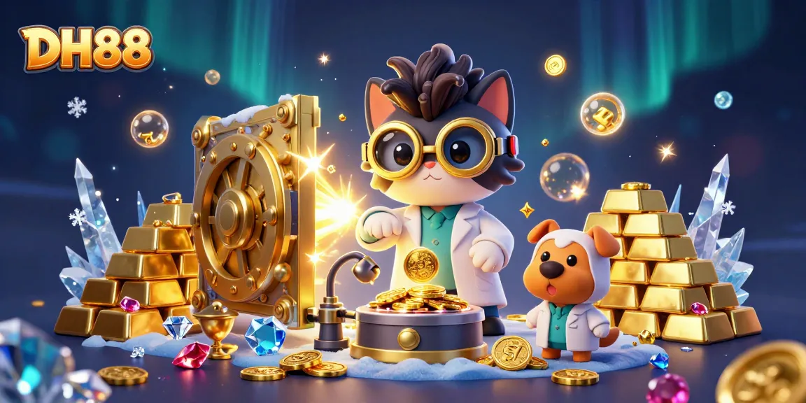Experience the thrill of winning with DH88, featuring vibrant illustrations of casino elements and epic gameplay.