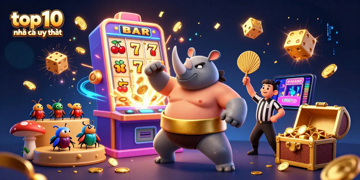 Experience exciting gameplay at top 10 nhà cái uy tín with this lively and vibrant casino-themed illustration.