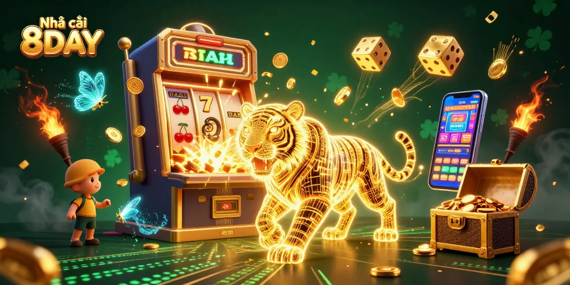 Experience thrilling gameplay at Nhà cái 8DAY with vibrant slot machines and casino action.