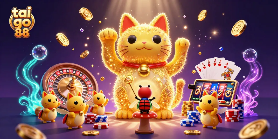 Experience the vibrant world of tai go 88 with this dynamic casino scene featuring golden fireflies and lucky symbols.