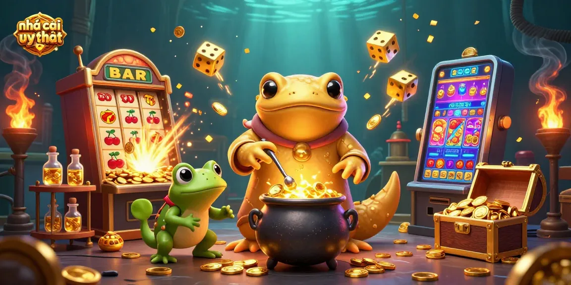 Join the best nhà cái uy tín as a frog apprentice brews liquid gold amidst exciting casino elements.