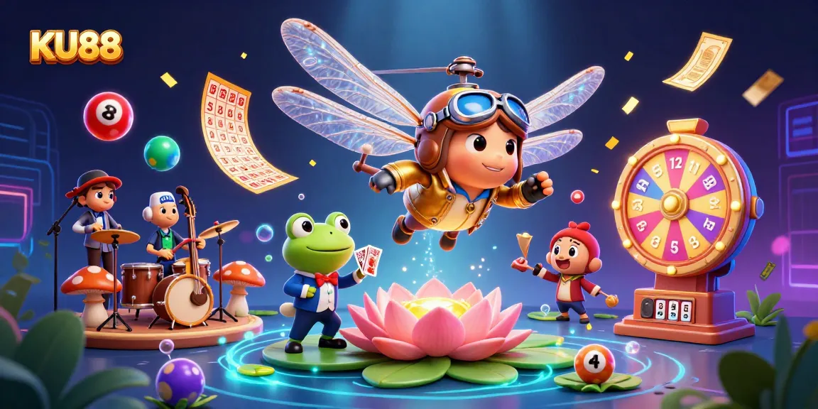 Engage with KU88 in a vibrant casino scene featuring unique characters and dynamic gambling elements.