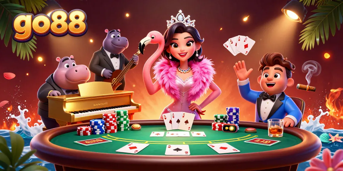 Join the excitement at go88 with vibrant poker action, lively characters, and lavish casino elements.