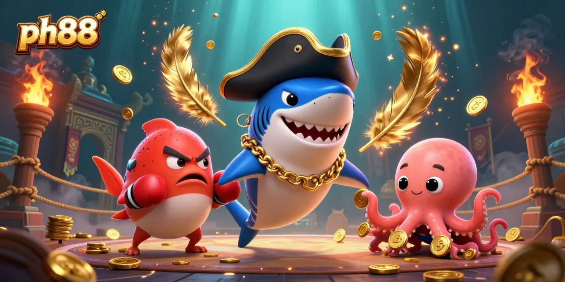 Experience thrilling gameplay at ph88 with a vibrant scene of dynamic casino characters and gold coins.
