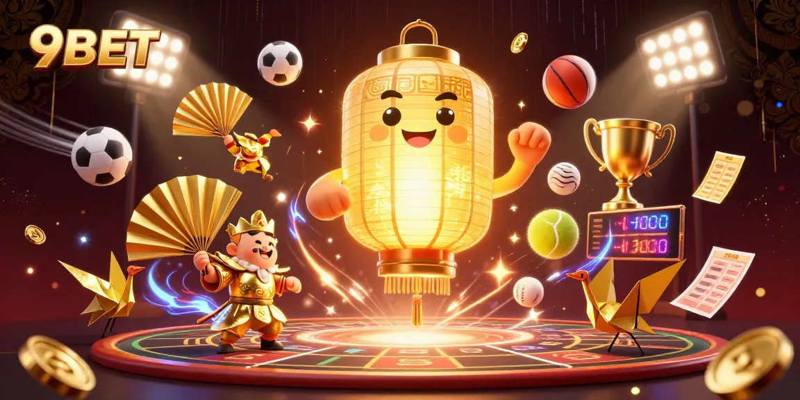 Experience the excitement of sports betting with 9BET's dynamic digital casino illustration.