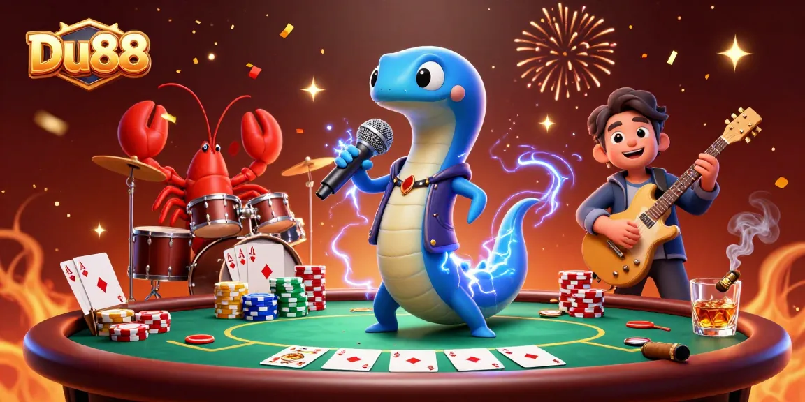 Engage in thrilling gaming at Du88 with vibrant 3D underwater casino scene featuring lively characters.