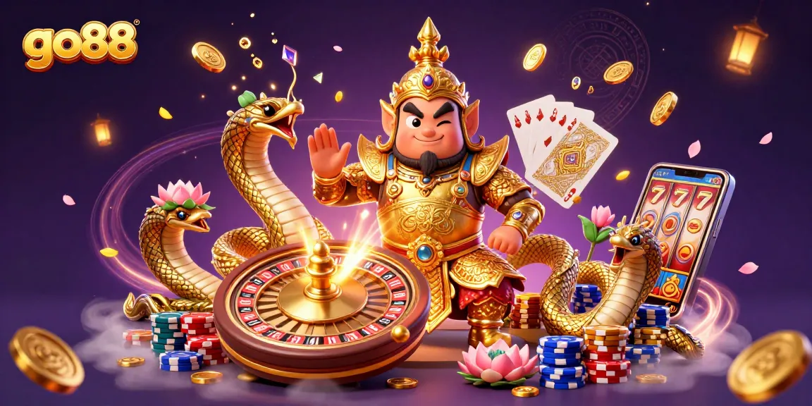 Spin to win at go88 with vibrant golden coins and captivating 3D casino elements!