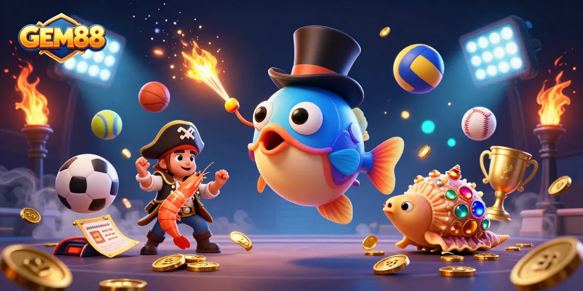 Experience GEM88's thrilling casino atmosphere with dynamic characters and vibrant elements.