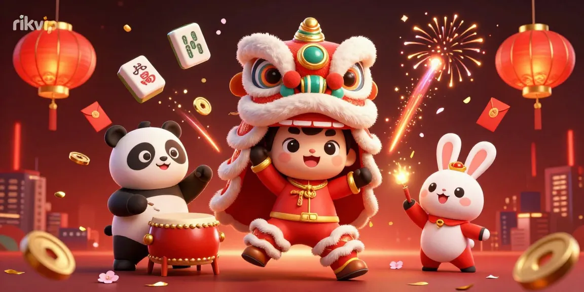 Experience thrilling gameplay at rikvip with a vibrant celebration of casino excitement featuring lucky charms and festive characters.
