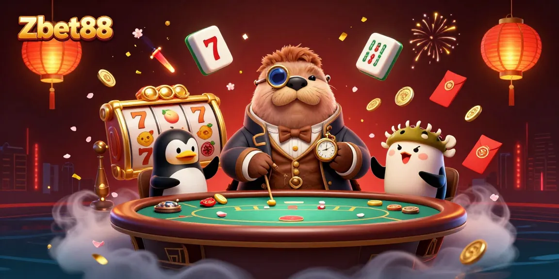 Play exciting games at Zbet88 with a jolly walrus at an underwater poker table.