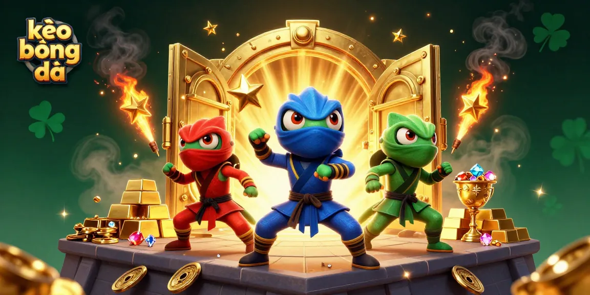 Engage in thrilling kèo bóng đá action with ninja chameleons amidst treasures and excitement.